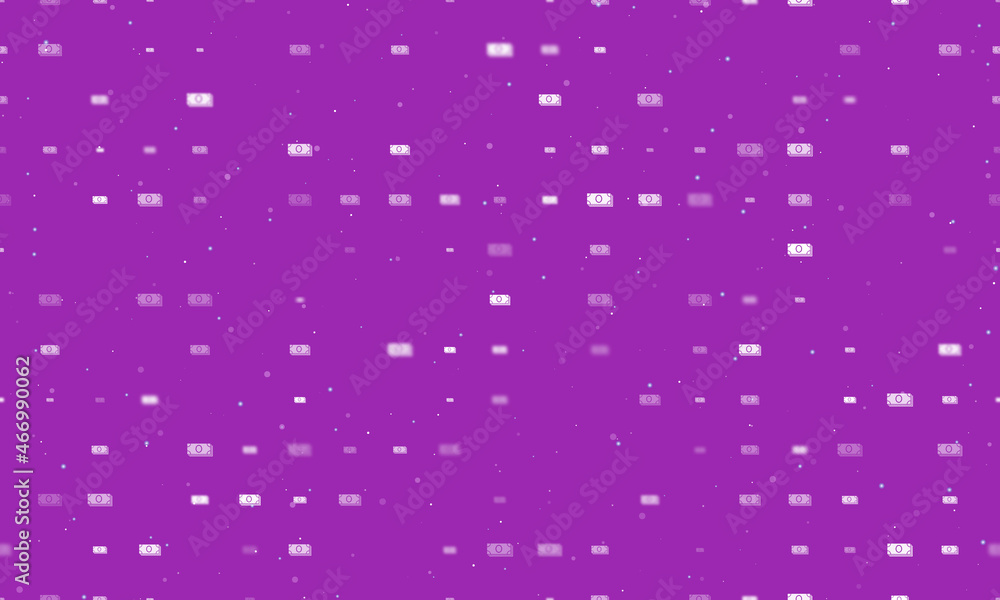 Poster seamless background pattern of evenly spaced white money bundle symbols of different sizes and opaci