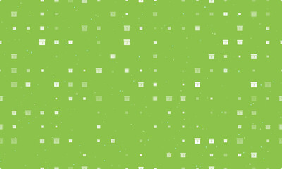 Seamless background pattern of evenly spaced white gift box with a question symbols of different sizes and opacity. Vector illustration on light green background with stars