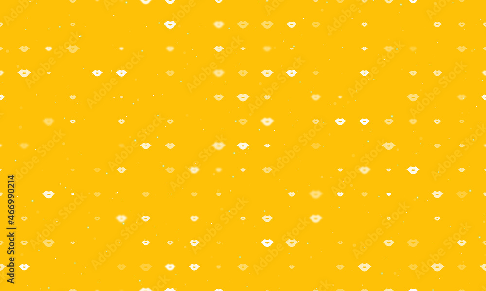 Aufkleber seamless background pattern of evenly spaced white lips symbols of different sizes and opacity. vect