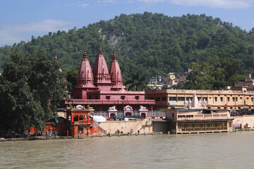 Bholanath Sevashram temple, embankment of the Ganiga River, the city of Haridwar. India 