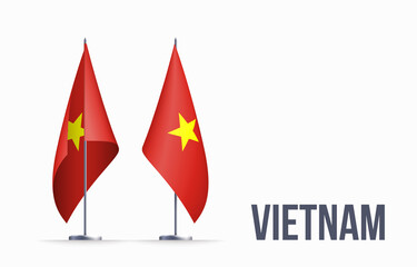 Vietnam flag state symbol isolated on background national banner. Greeting card National Independence Day of the Socialist Republic of Vietnam. Illustration banner with realistic state flag of SRV.