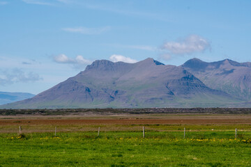 Landscape of mountains in Snaefellsnes peninsula South Iceland