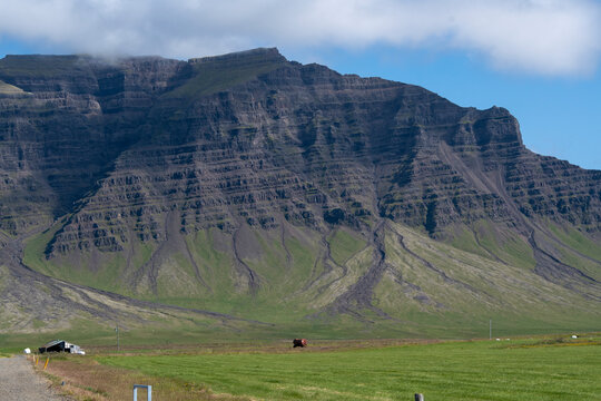 Landscape of mountains in Snaefellsnes peninsula South Iceland