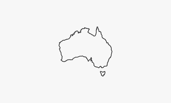 recommend clip art: line icon australia map on white background.