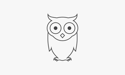 line icon owl bird isolated on white background.