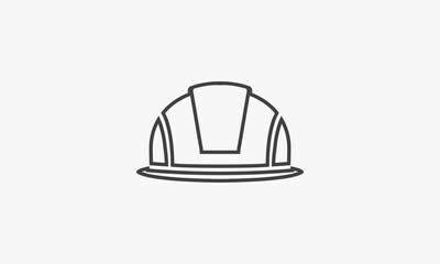 line icon work helmet isolated on white background.