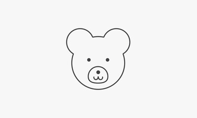line icon head bear isolated on white background.