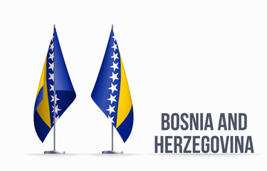 Bosnia flag state symbol isolated on background national banner. Greeting card National Independence Day of the Bosnia and Herzegovina. Illustration banner with realistic state flag of B&H.