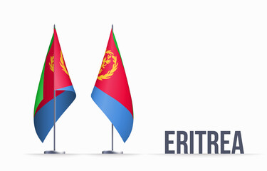 Eritrea flag state symbol isolated on background national banner. Greeting card National Independence Day of the State of Eritrea. Illustration banner with realistic state flag.