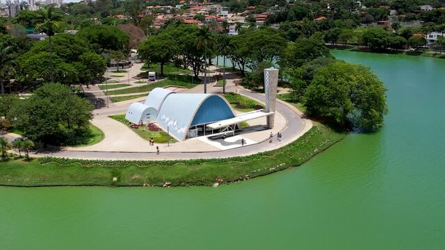 Pampulha lake and Sao Francisco de Assis church, Belo Horizonte, Brazil.Pampulha lake and Sao Francisco de Assis church, Belo Horizonte, Brazil.Pampulha lake and Sao Francisco de Assis church.