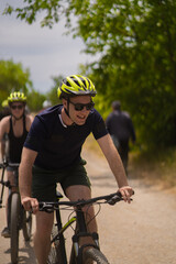 Portrait of fir guy riding bike