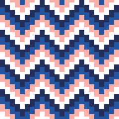 Blue-pink vector chevron seamless pattern