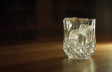 Glass with ice close-up