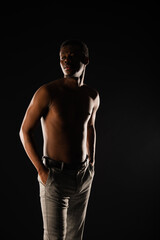 Fototapeta na wymiar Silhouette of black male posing