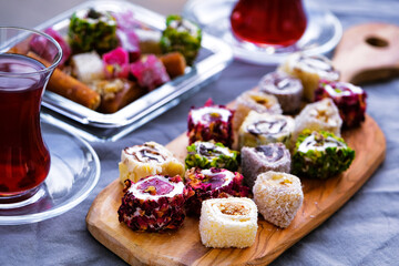 Traditional tea with locum - Turkish delight.