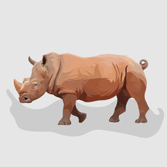 Rhino isolated realistic hand drawn vector