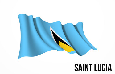 Saint Lucia flag state symbol isolated on background national banner. Greeting card National Independence Day of the republic of Saint Lucia. Illustration banner with realistic state flag.