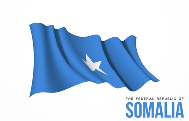 Somalia flag state symbol isolated on background national banner. Greeting card National Independence Day of the Federal Republic of Somalia. Illustration banner with realistic state flag.