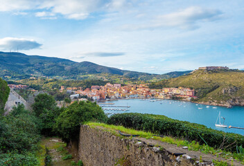 Monte Argentario (Italy) - A view of the Argentario mount on Tirreno sea, with little towns; in the...