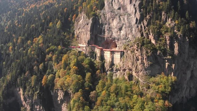 Aerial view of Sumela Monastery near Trabzon city in Turkey