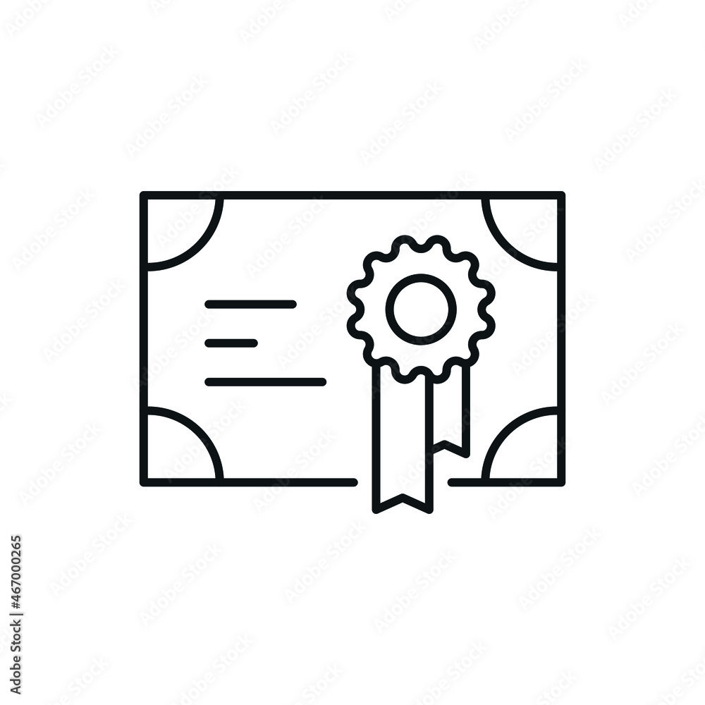 Poster certificate linear icon. thin line customizable illustration. vector isolated outline drawing. edita