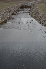 River Prims at the upper end of Lake Primstalsperre water reservoir, Züsch, Neuhütten, Rhineland Palantinate, Germany
