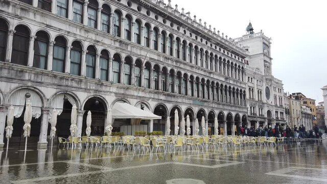 Venice, Italy - San Marco square, monuments reflected on the high water