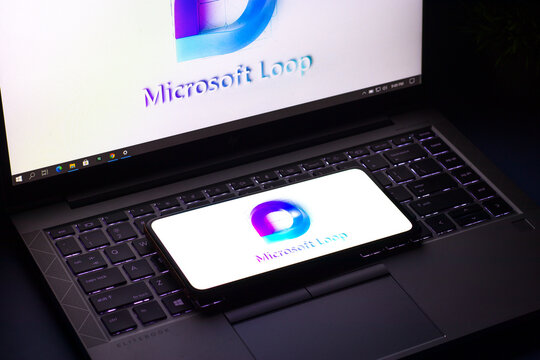 West Bangal, India - November 03, 2021 : Microsoft Loop logo on Laptop screen stock image.
