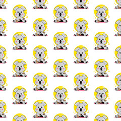 Fototapeta premium Seamless pattern cartoon koala playing guitar design