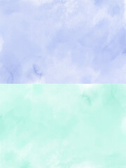Mint and blue gradient watercolor vector background. Hand drawn aquarelle texture. Light green background