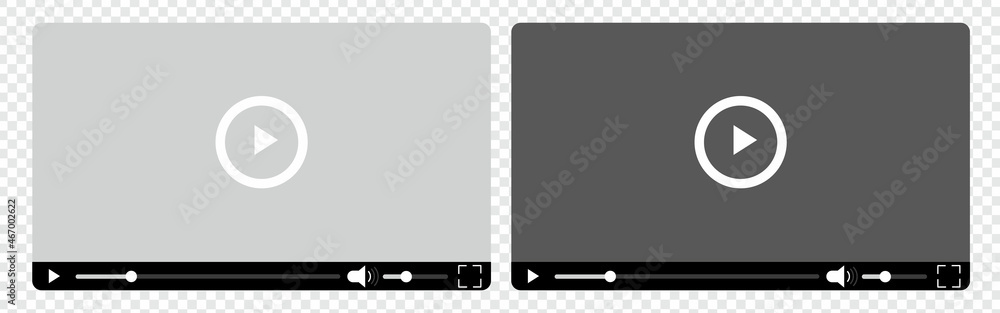 Poster video player template set vector isolated on white background