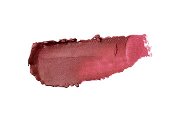 Shimmer smear of lipstick,isolated on white.Cosmetics swatch.