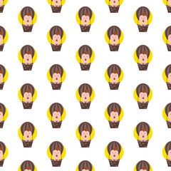 Seamless pattern cartoon chick in balloon