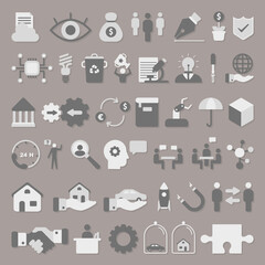 set of office and business flat icons