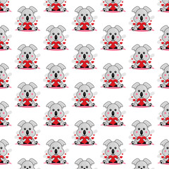 Obraz premium Seamless pattern cartoon koala holding heart design