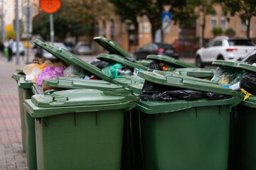 Trash bins on the streets of Budapest