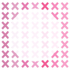 Square vector background with set of crosses fading from dark red to light red with copy space. Seamless. Incorrect, error, wrong.