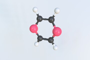 Molecule of dioxin, isolated molecular model. 3D rendering