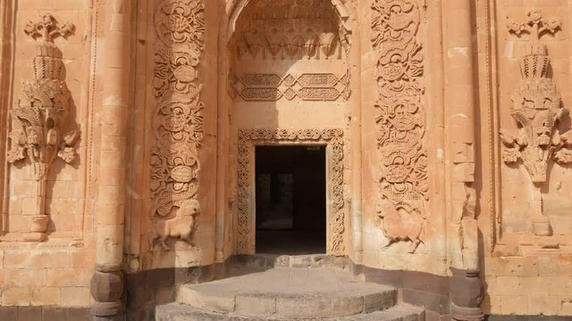 Walking through the inner door of Ishak Pasha Palace in eastern Turkey