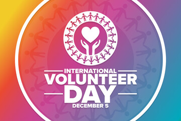 International Volunteer Day for Economic and Social Development. December 5. Holiday concept. Template for background, banner, card, poster with text inscription. Vector EPS10 illustration. - Powered by Adobe