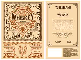 Whiskey label with old frames