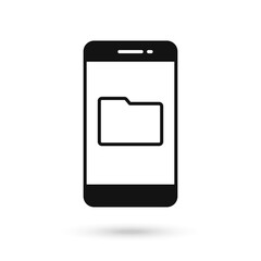 Mobile phone flat design icon with file symbol