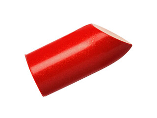 Cut red lipstick isolated on white