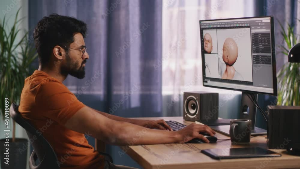 Poster indian content creator creating videogame character