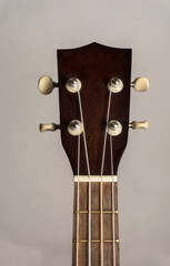 Ukelele headstock on off white background