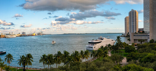 Beautiful sunset in downtown Miami, Florida.