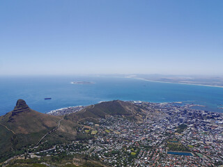 Panoramic View of Cape Town City, Skyline and Atlantic Ocean from the Top of Table Mountain (South Africa)