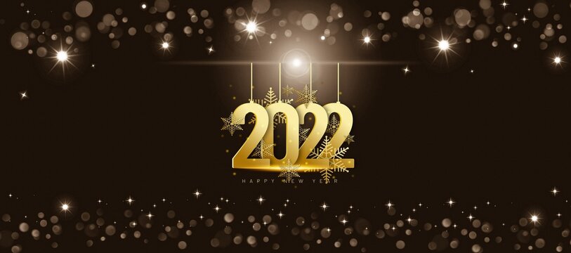 Black and gold happy new year 2022 greeting card 