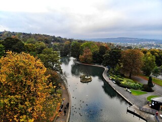 Aerial shot of Lister park on a cloudy day(Bradford)