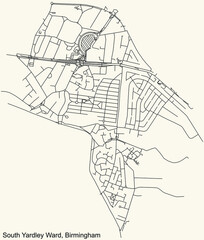 Obraz premium Detailed navigation urban street roads map on vintage beige background of the quarter AAA neighborhood of the English regional capital city of Birmingham, United Kingdom